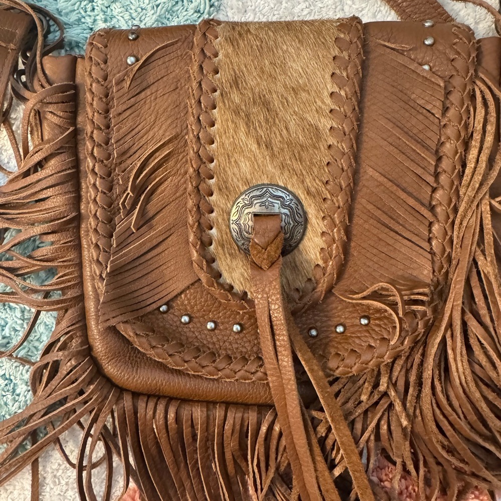 Montana West Brown Leather Fringe Crossbody Bag - Picture 3 of 11